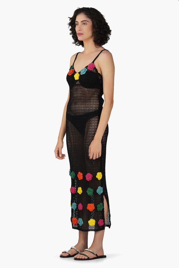 Multi Fern Petal Crochet Bodycone Dress - Image 3