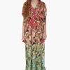 Farm Chirping Birds Printed Angel Maxi Dress