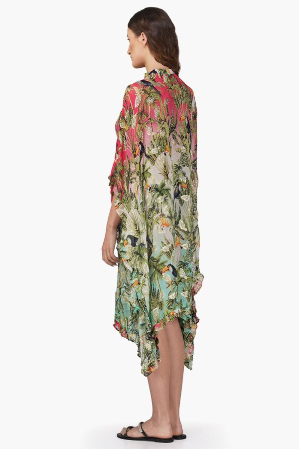 Farm Chirping Birds Printed Frill Kaftan - Image 5