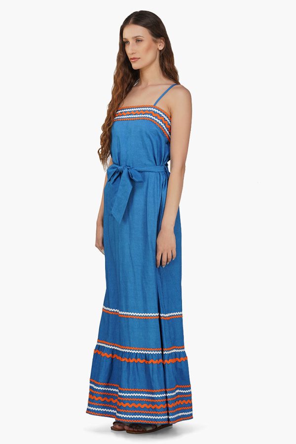 Azure Blue Rick-Rack Maxi Dress - Image 4