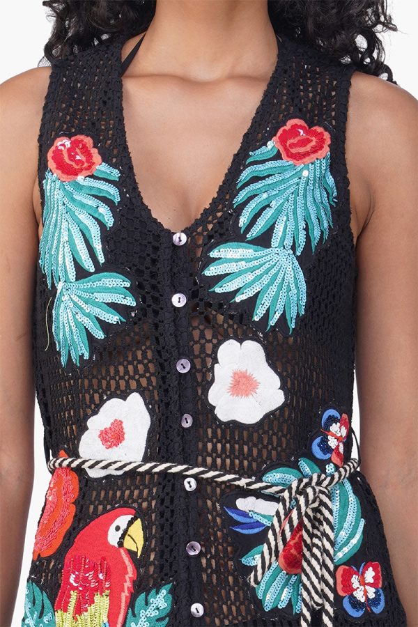 Maison Black Embroidered Maxi Dress - Image 5