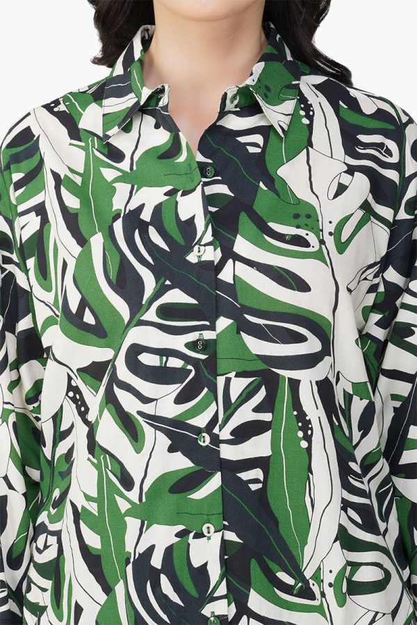 Green Birch Tropical Printed  Shirt - Image 5