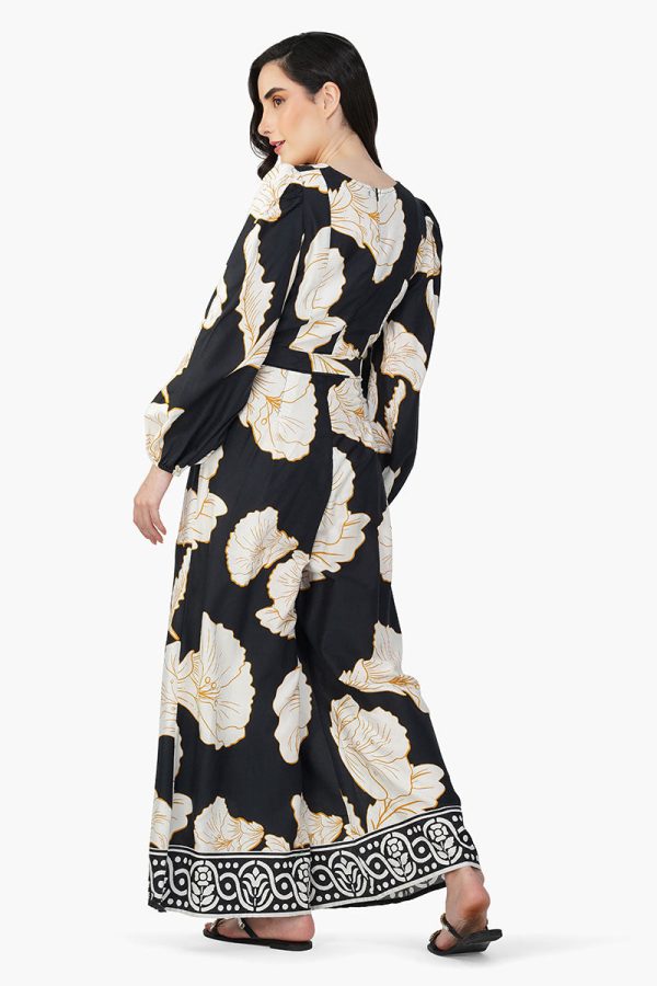 Black And White Floral Daze Printed Jumpsuit - Image 5
