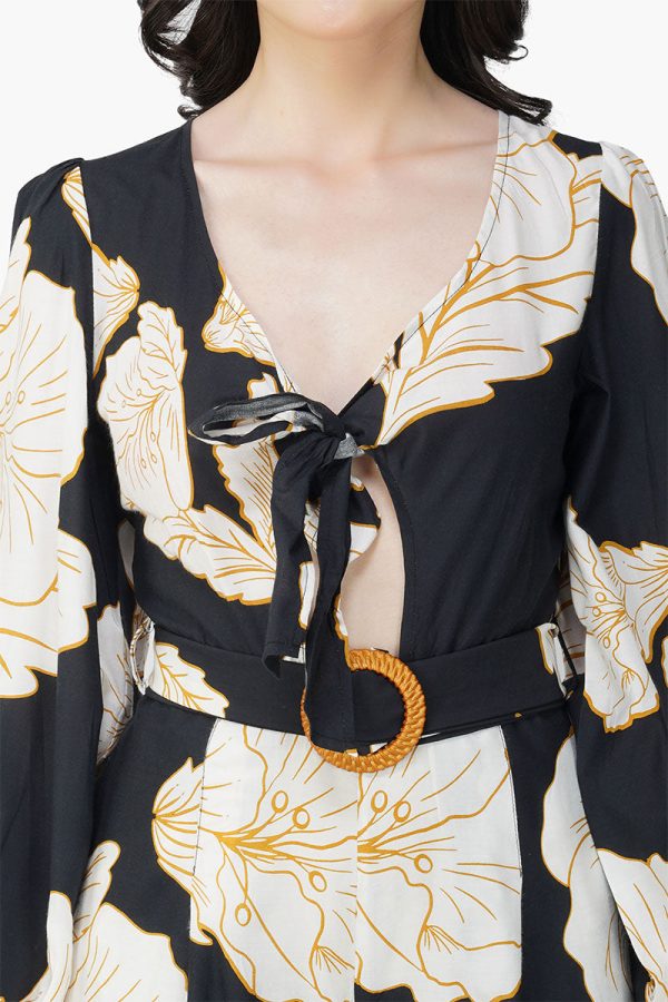 Black And White Floral Daze Printed Jumpsuit - Image 6