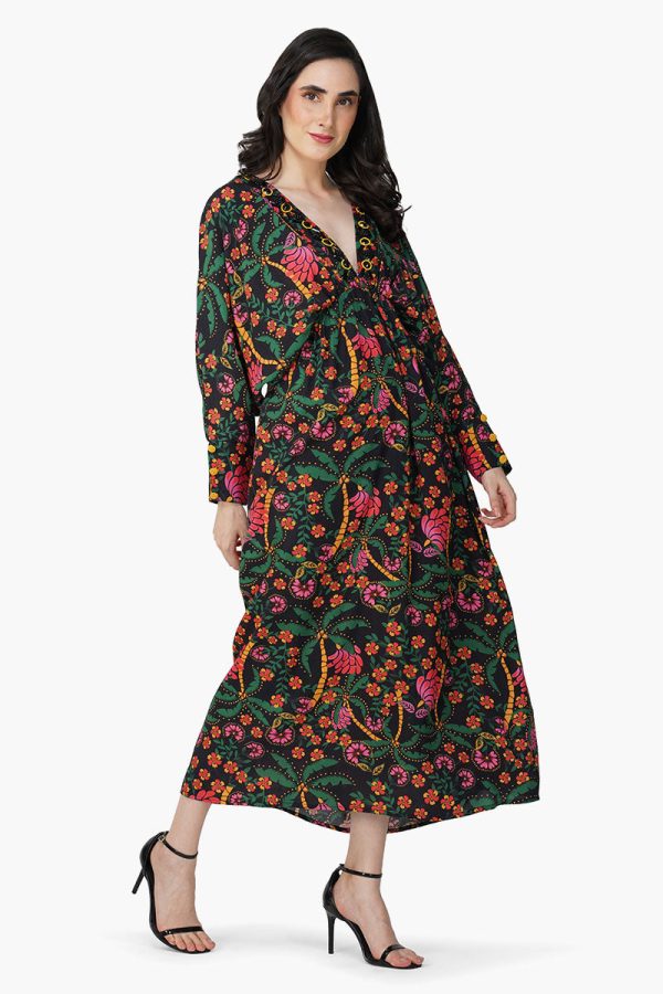 Black Autumn Flora Embellished Maxi Dress - Image 3