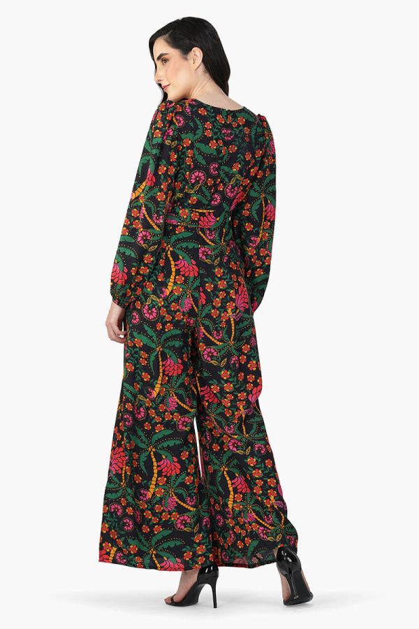 Black Autumn Flora Embellished Jumpsuit - Image 3
