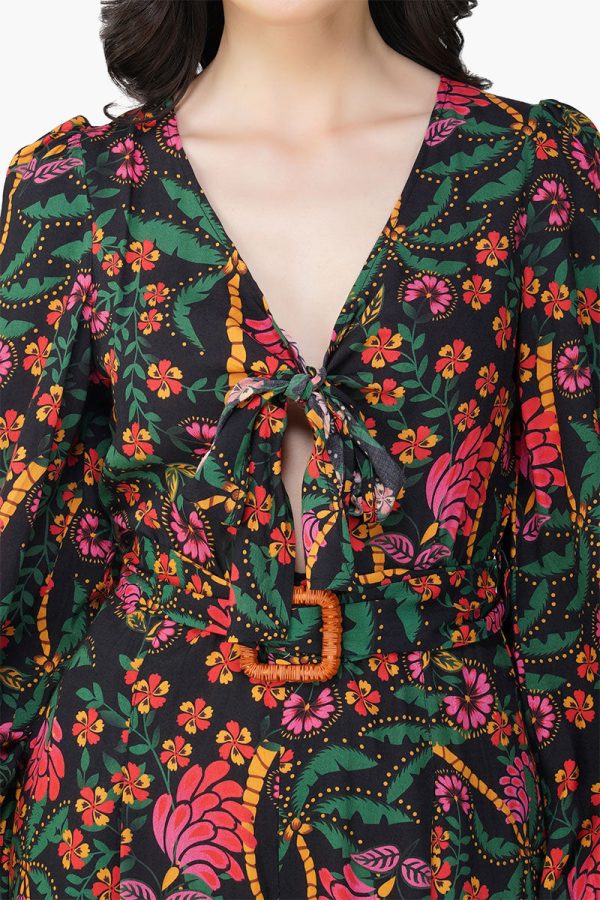 Black Autumn Flora Embellished Jumpsuit - Image 4