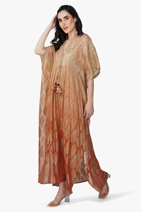 Sandstone Lurex Ombray Kaftan - Image 4