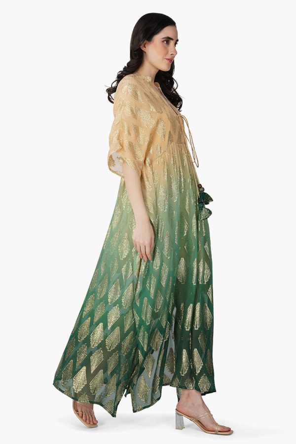 Jungle Green Ombray Lurex Kaftan - Image 2