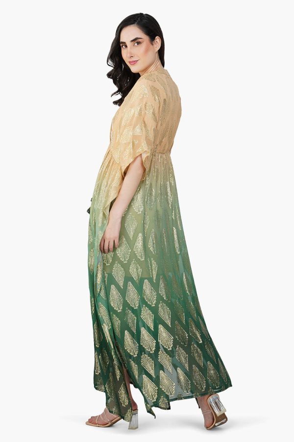 Jungle Green Ombray Lurex Kaftan - Image 4