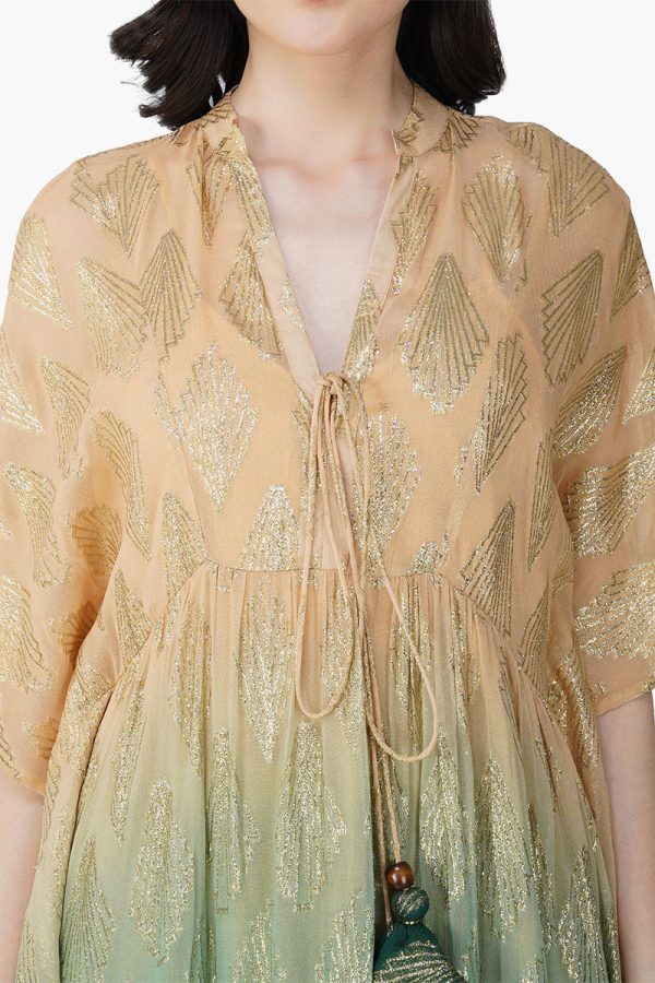 Jungle Green Ombray Lurex Kaftan - Image 5