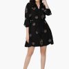 Black Safari Tiger Embroidered Short Dress - Image 2