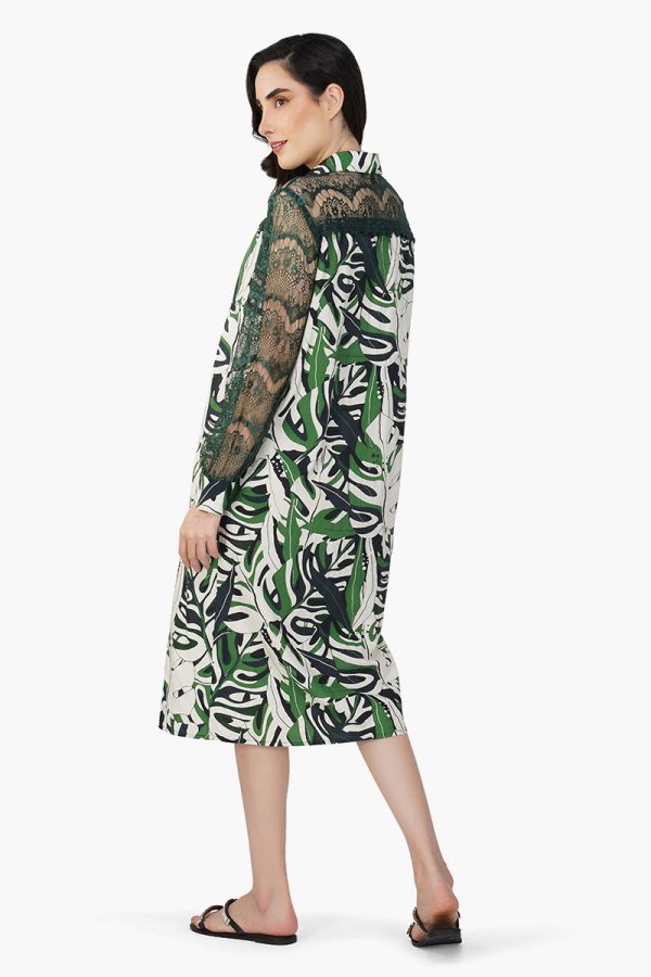 Green Birch Tropical Printed Shirt Dress - Image 4