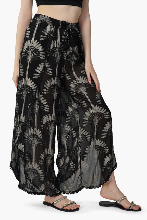 Silver Black Foil Printed Wrap Pants - Image 2
