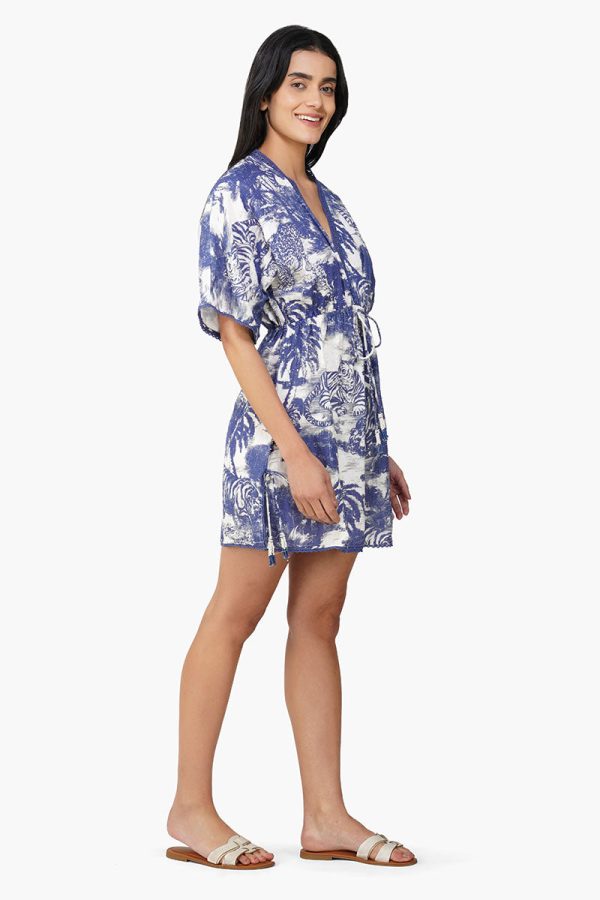Midnight Blue Jungle Printed Short Dress - Image 2