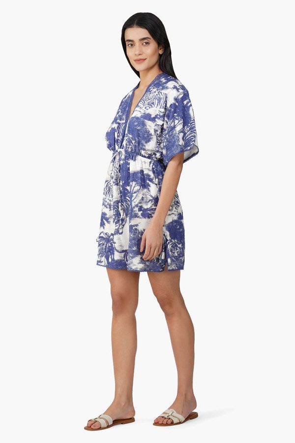 Midnight Blue Jungle Printed Short Dress - Image 3