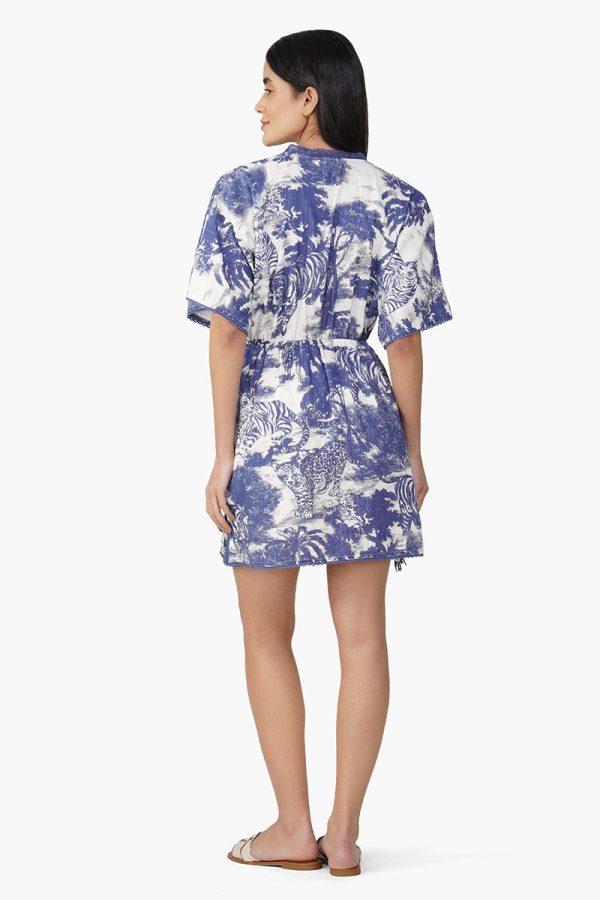 Midnight Blue Jungle Printed Short Dress - Image 4