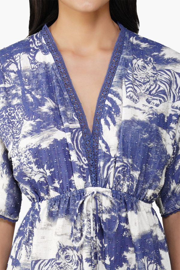 Midnight Blue Jungle Printed Short Dress - Image 5