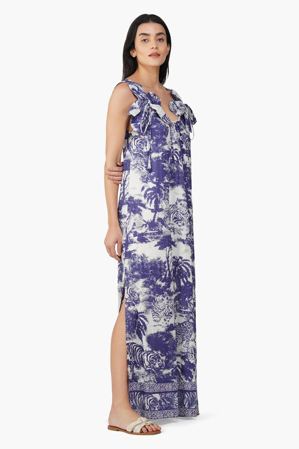 Midnight Blue Jungle Printed Maxi Dress - Image 2