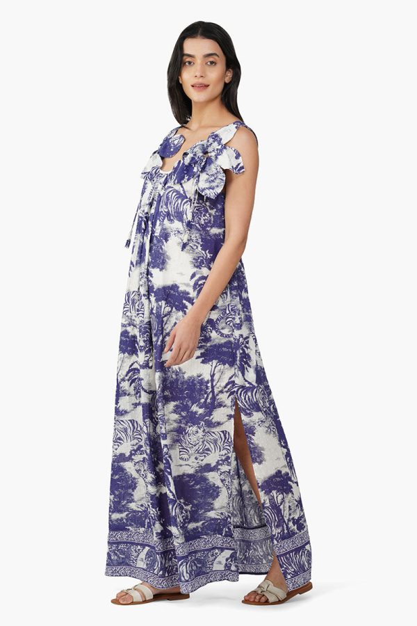Midnight Blue Jungle Printed Maxi Dress - Image 3