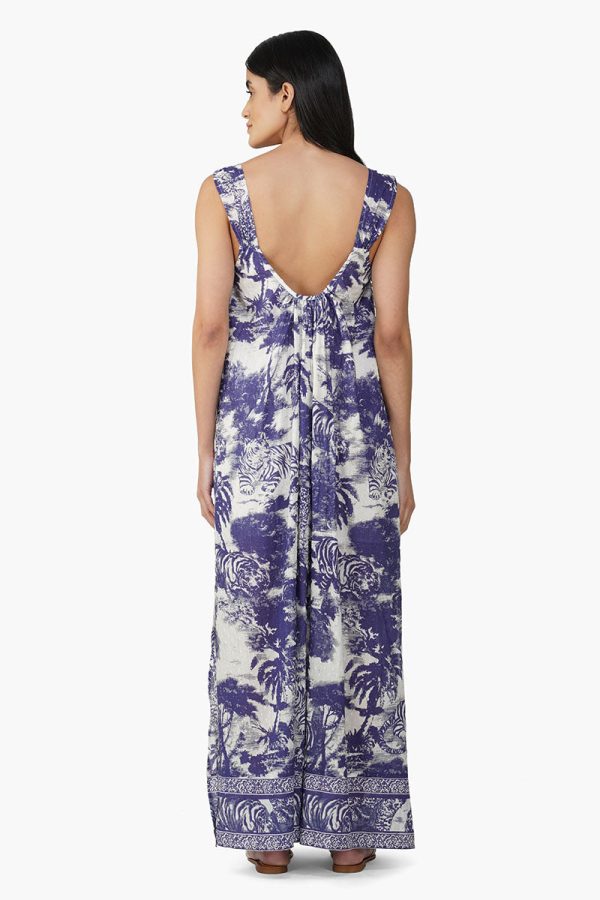 Midnight Blue Jungle Printed Maxi Dress - Image 4