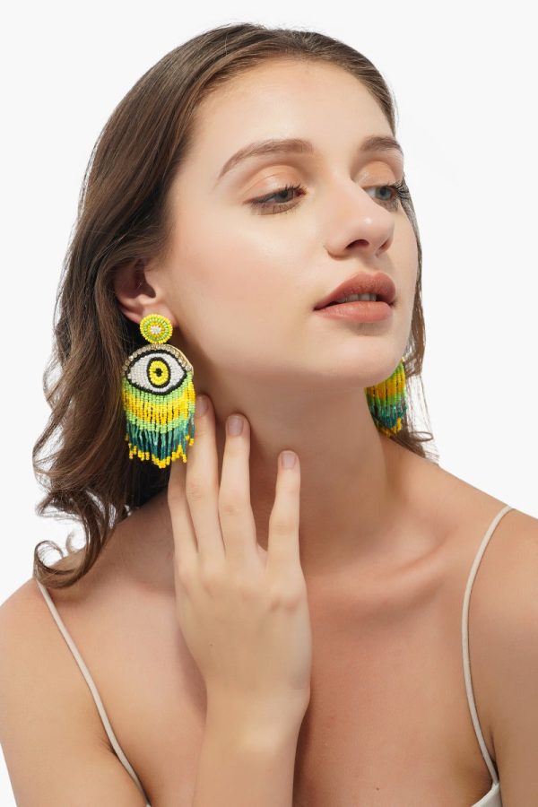 Sunny Lime Evil Eye Earrings - Image 2