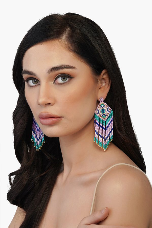 Luxe Lilac Beaded Earrings - Image 2