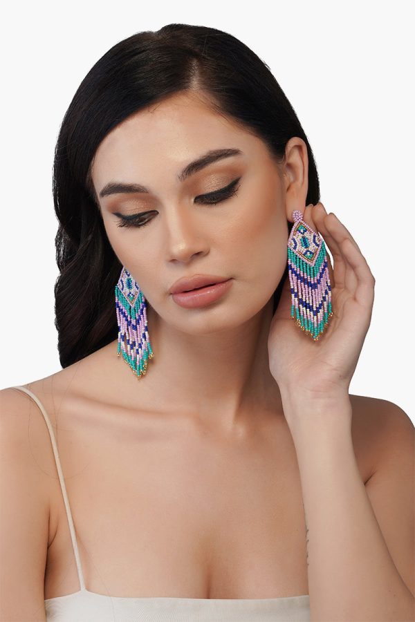 Luxe Lilac Beaded Earrings - Image 3