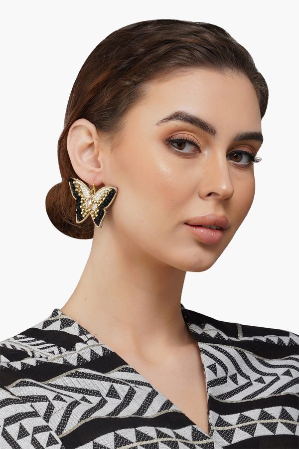 Luxe Butterfly Beaded Earrings - Image 2