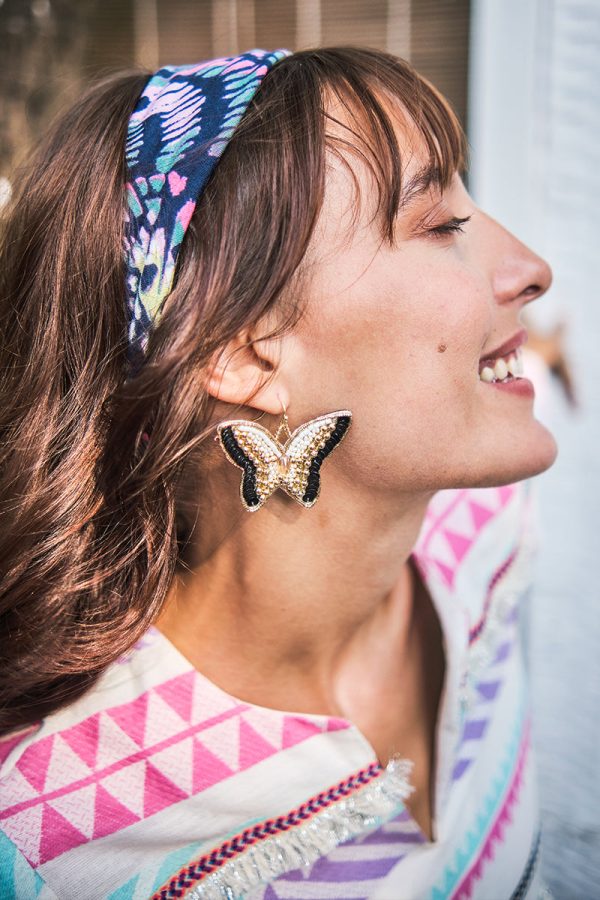 Luxe Butterfly Beaded Earrings - Image 3