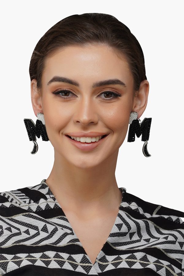 Letter M Beaded Earrings - Image 4