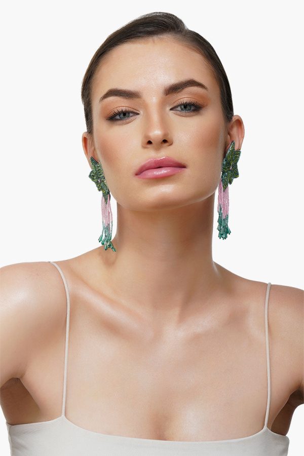 Flower Tassel Drop Earrings - Image 5