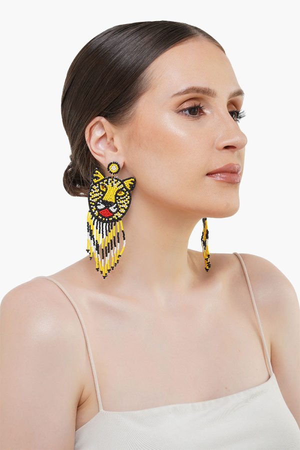 Tiger Beaded Earrings - Image 3