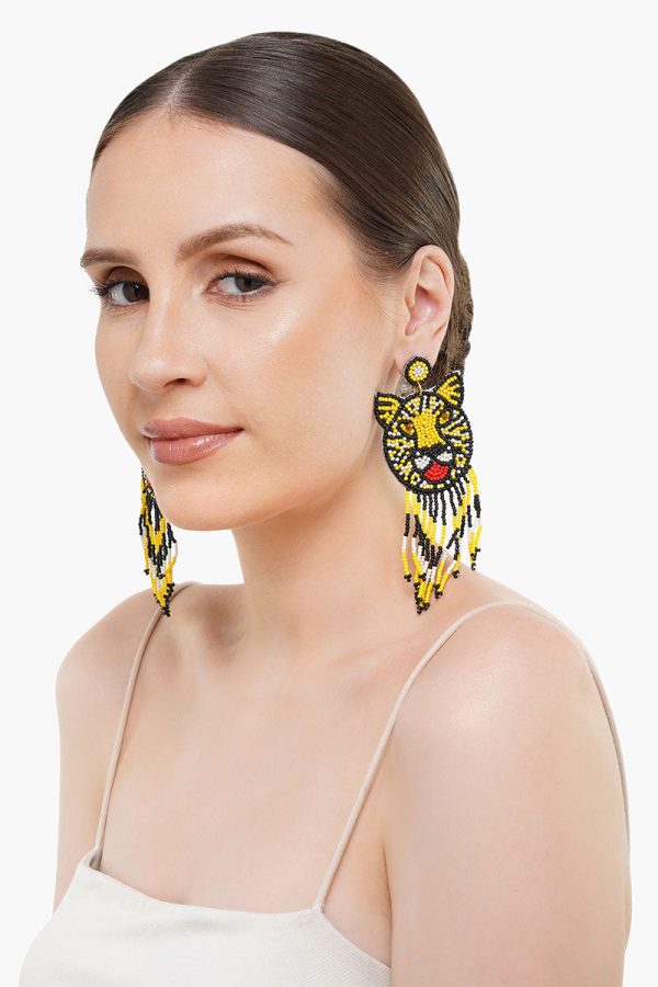 Tiger Beaded Earrings - Image 4