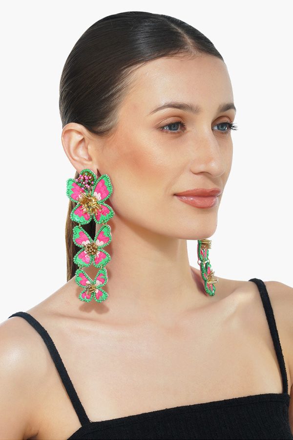 Pretty Pink Floral Earrings - Image 2