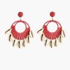 Coral Seashell Hoop Earrings