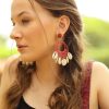 Coral Seashell Hoop Earrings - Image 2