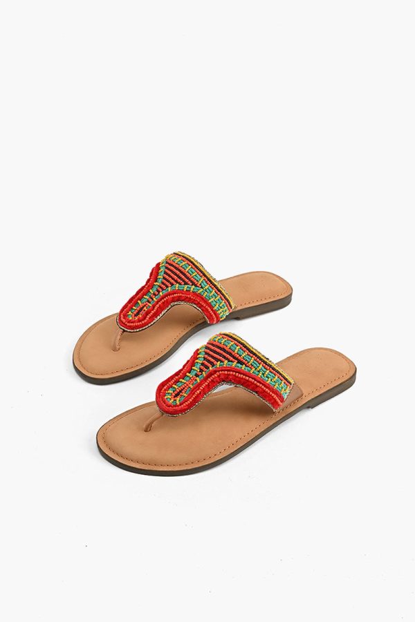 Indian-Tribal Fusion Beaded Slider Sandals - Image 2