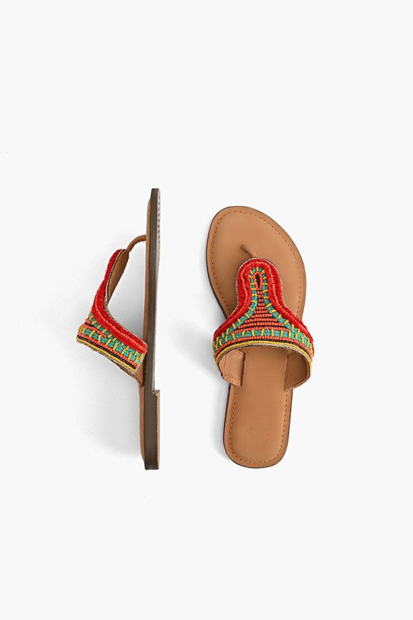 Indian-Tribal Fusion Beaded Slider Sandals - Image 3
